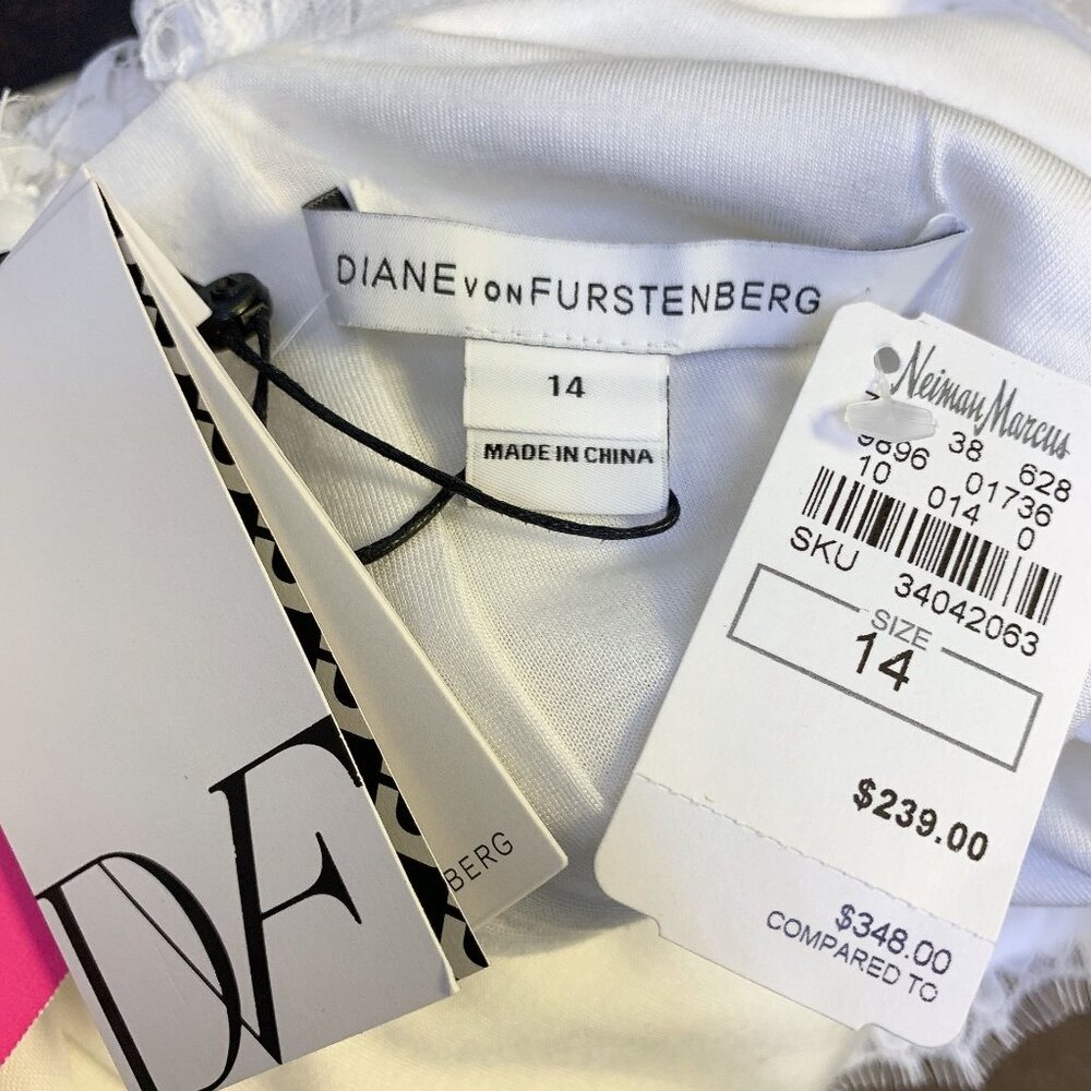 NWT Diane Von Furstenberg White Lace Dress 14 - Picture 9 of 10